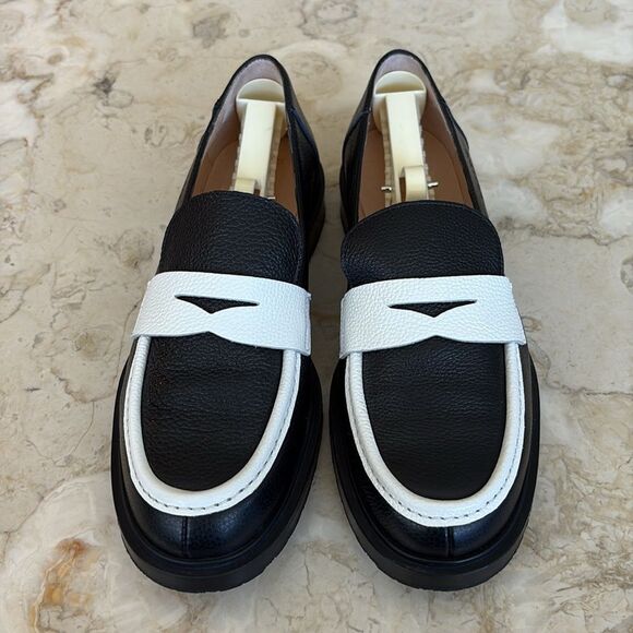 New! WONDERS B-9104 Wild Leather Loafers Black & White - Picture 3 of 10